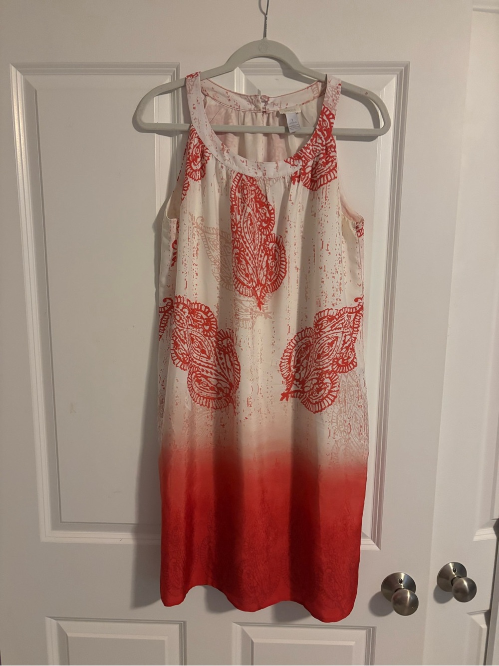 Chico's Red and Cream Paisley Ombre Sleeveless Mini Dress